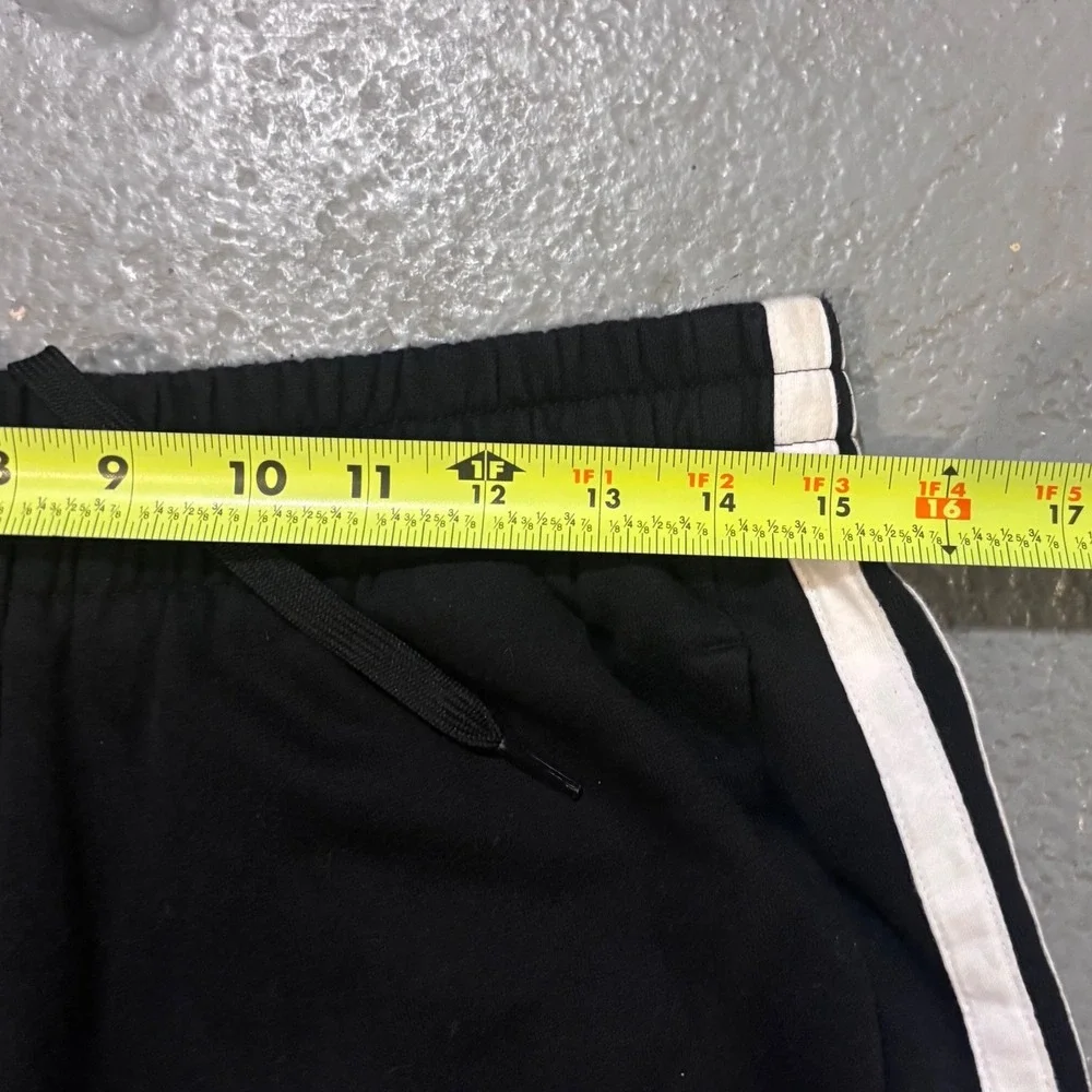 Adidas Track Pants Mens Medium Black  3-Stripe Fleece Joggers Sweatpants